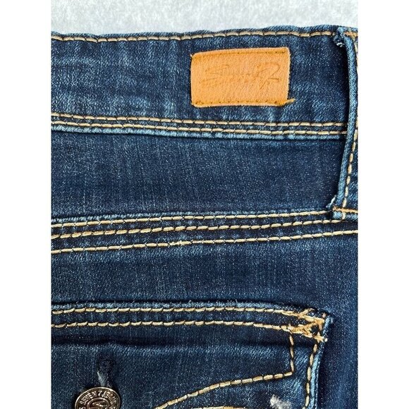 Seven7 Ladies Rocker Slim Bootcut Jeans Size 12 Dark Wash Embellished Pockets - Picture 8 of 13